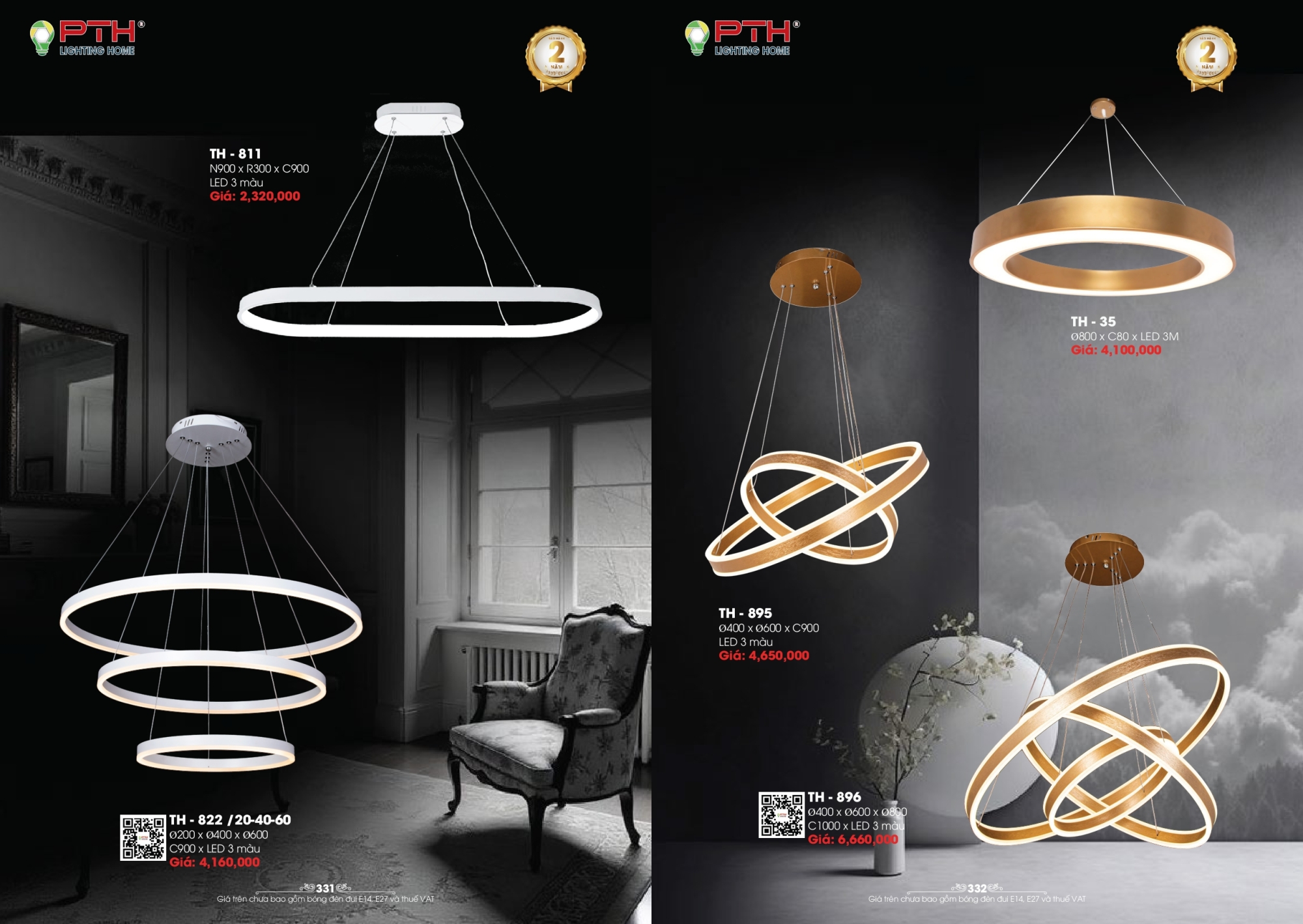 Bảng giá đèn trang trí PTH Lighting Home 2026